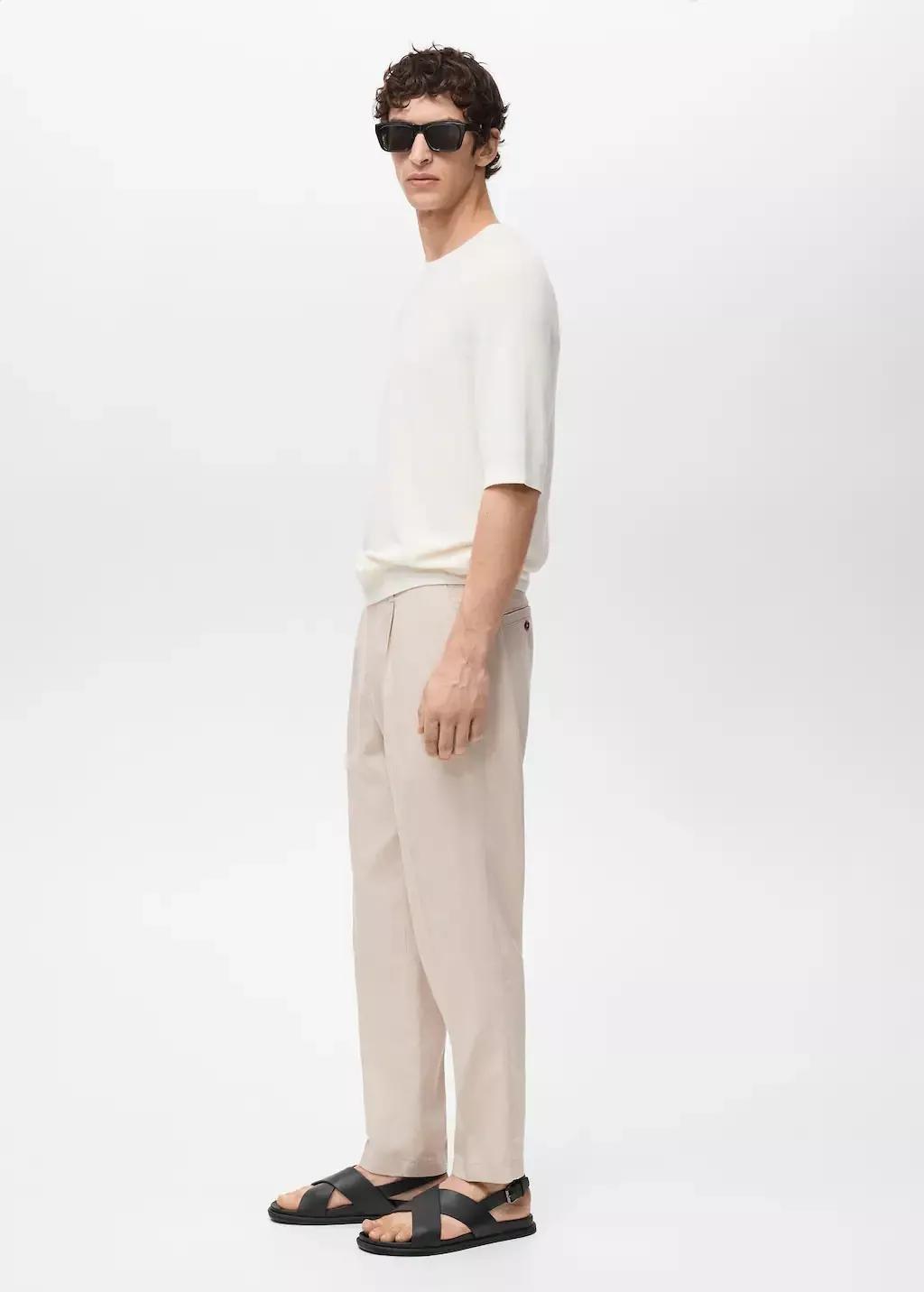 Brown Lt Pastel Regular-Fit Linen Trousers, , large image number 3