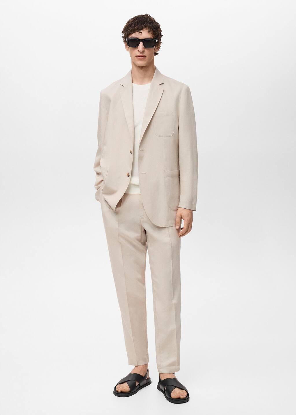 Brown Lt Pastel Regular-Fit Linen Trousers, , large image number 5