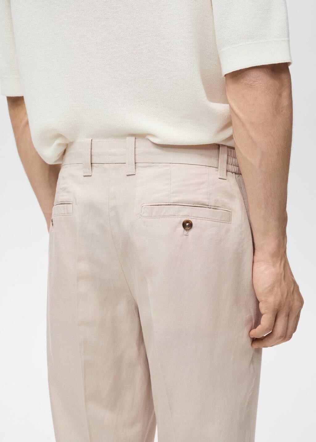 Brown Lt Pastel Regular-Fit Linen Trousers, , large image number 6