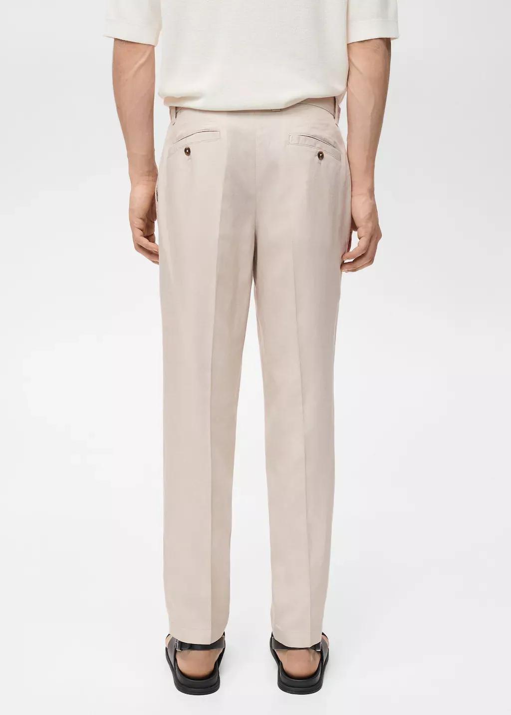 Brown Lt Pastel Regular-Fit Linen Trousers, , large image number 8