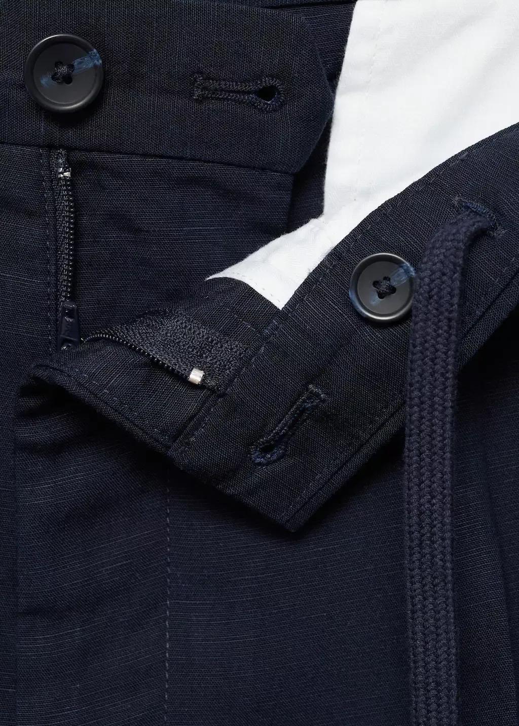 Navy Regular-Fit Linen Trousers, , large image number 6