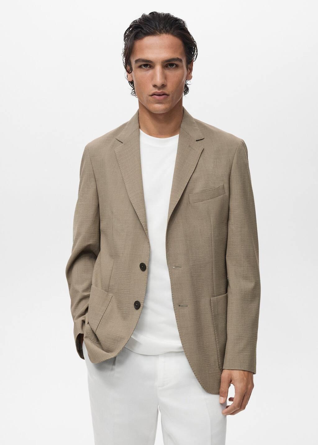 Grey Slim Fit Cool Wool Suit Blazer, , large image number 0