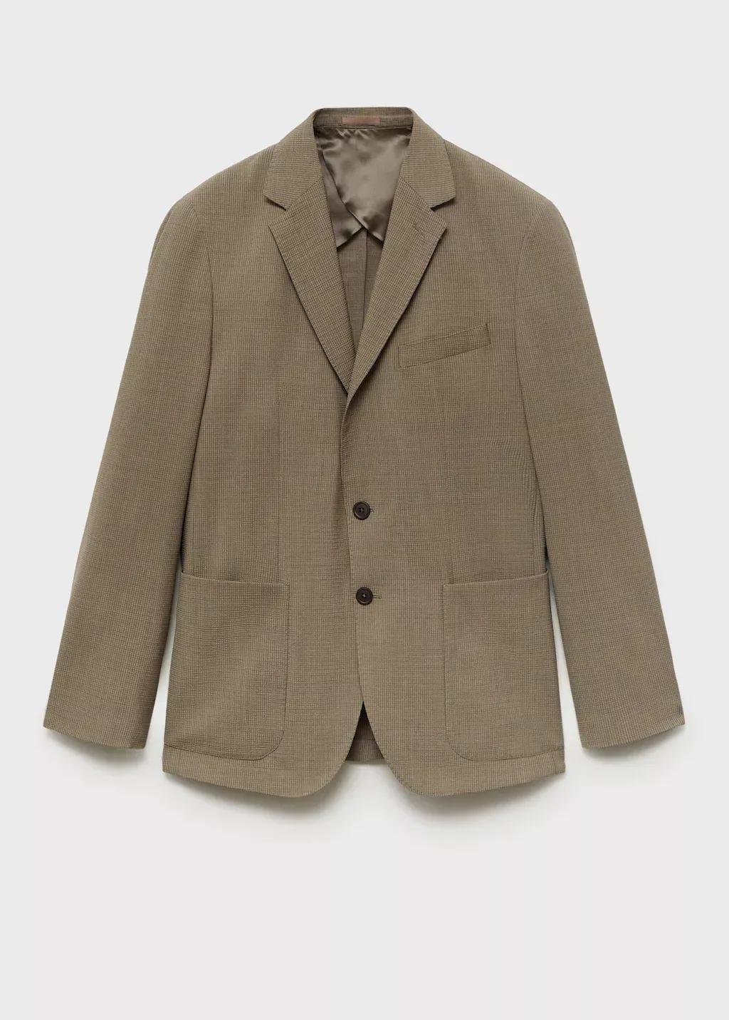 Grey Slim Fit Cool Wool Suit Blazer, , large image number 3