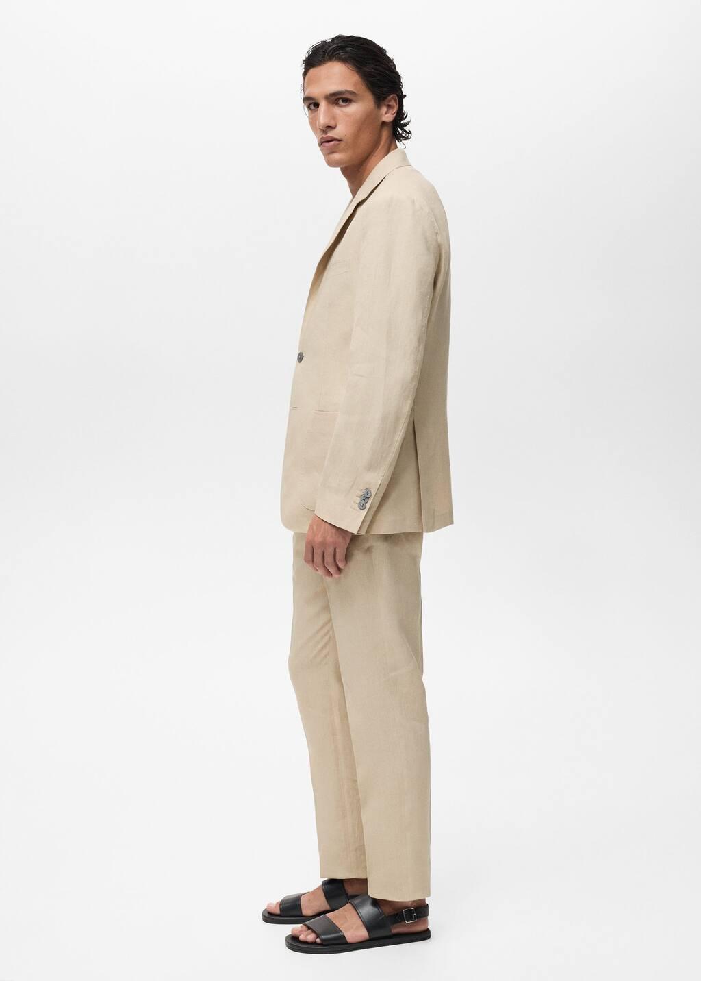 Brown 100% Linen Jacket With Patch Pockets, Medium Brown, large image number 2