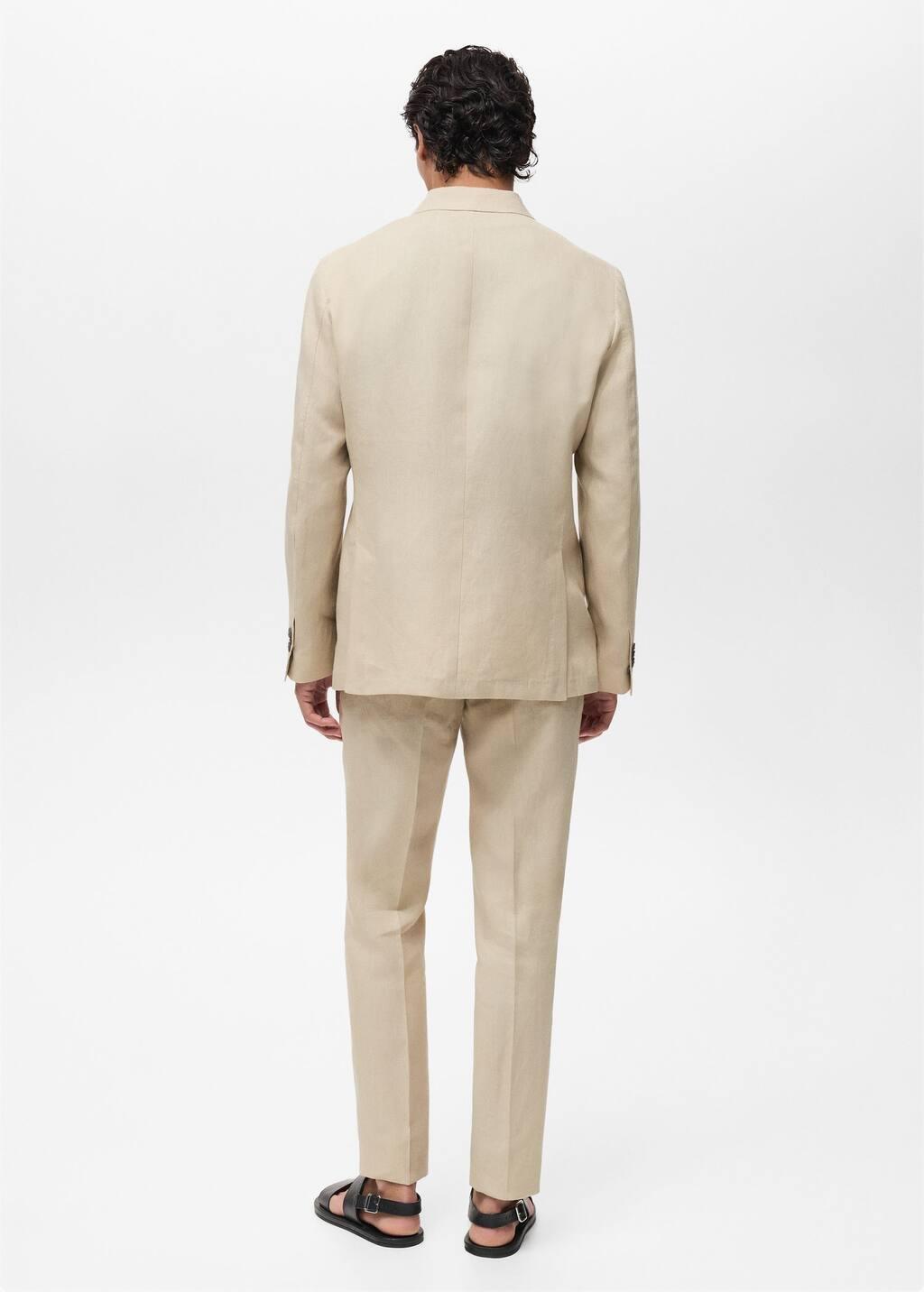 Brown 100% Linen Jacket With Patch Pockets, Medium Brown, large image number 6