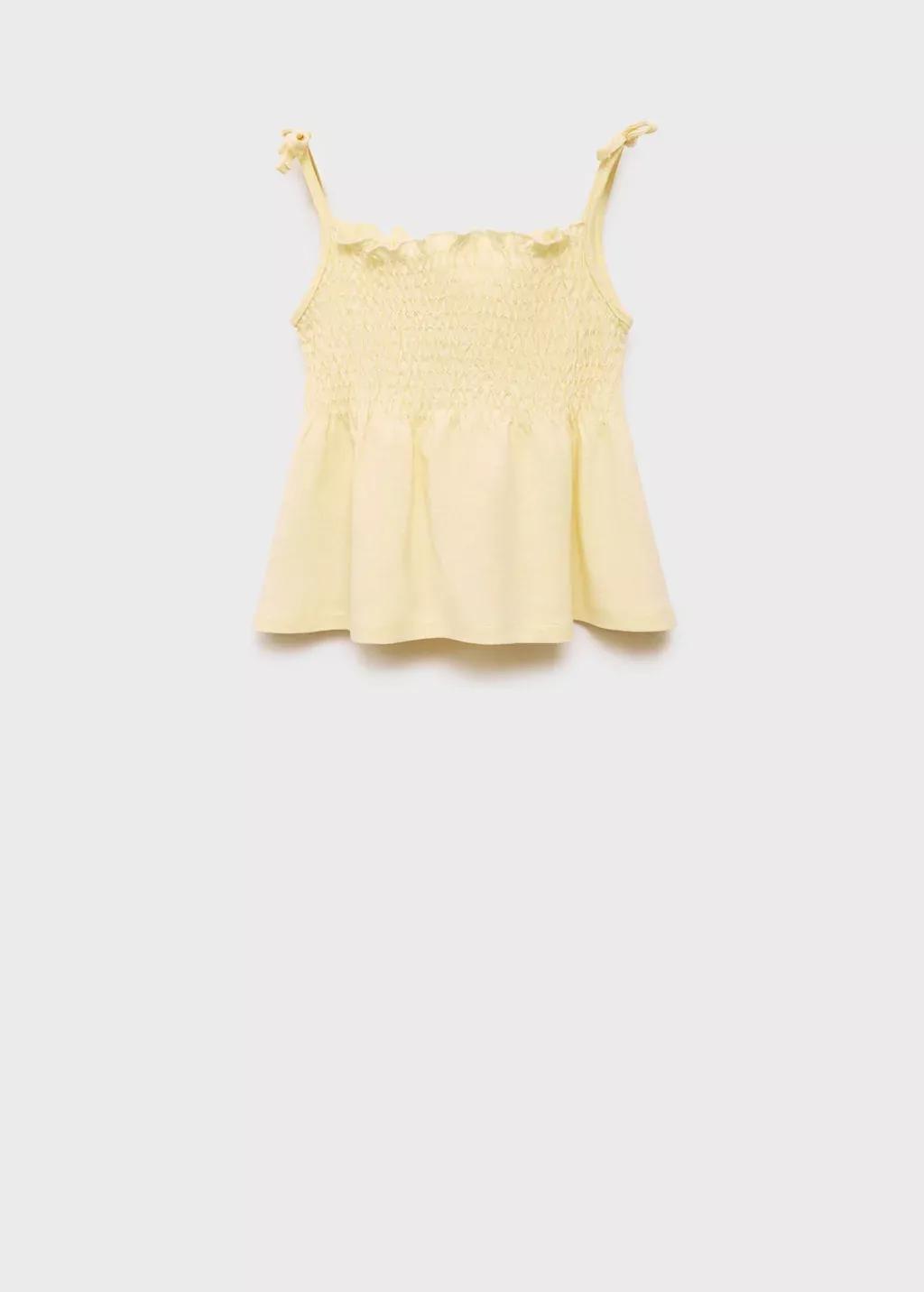 Yellow Ruched Strapless Top, Baby Girl, , large image number 0