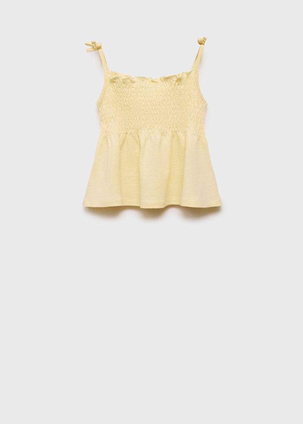 Yellow Ruched Strapless Top, Baby Girl, , large image number 1