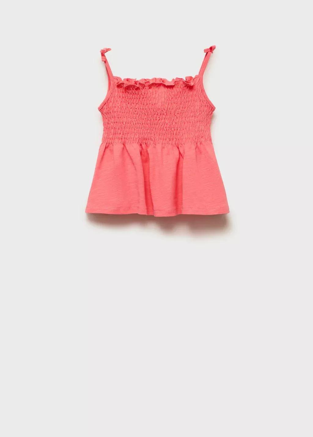 Red Ruched Strapless Top, Baby Girl, , large image number 0