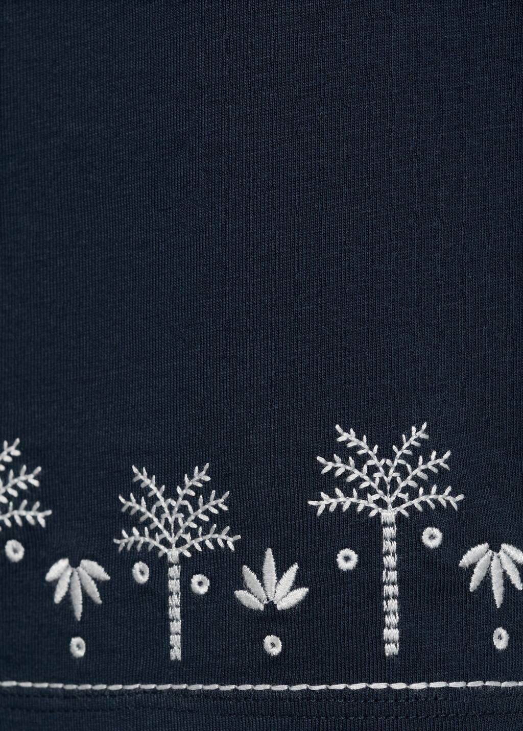 Navy Embroidered Short-Sleeved T-Shirt, Kids Girl, , large image number 4