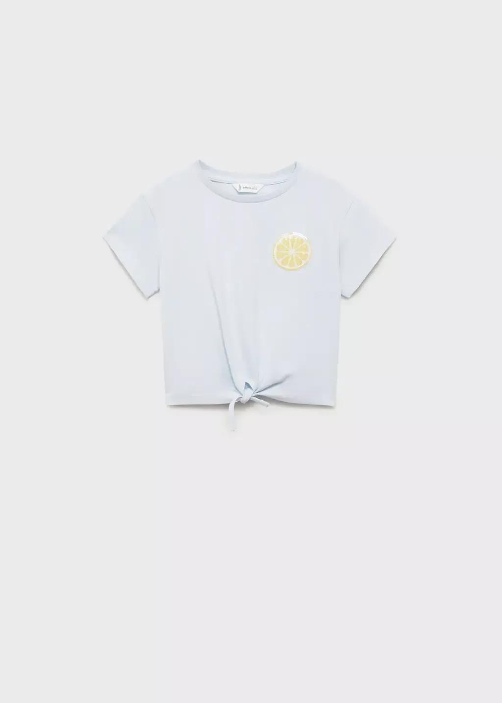 Blue Lt Pastel Lemon T-Shirt With Sequins, Baby Girl, , large image number 0
