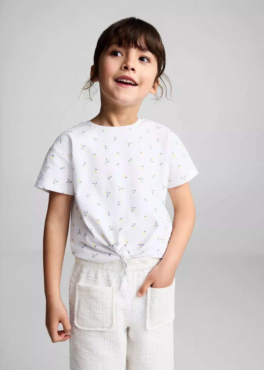 White Knot Printed T-Shirt, Baby Girl, , large image number 0