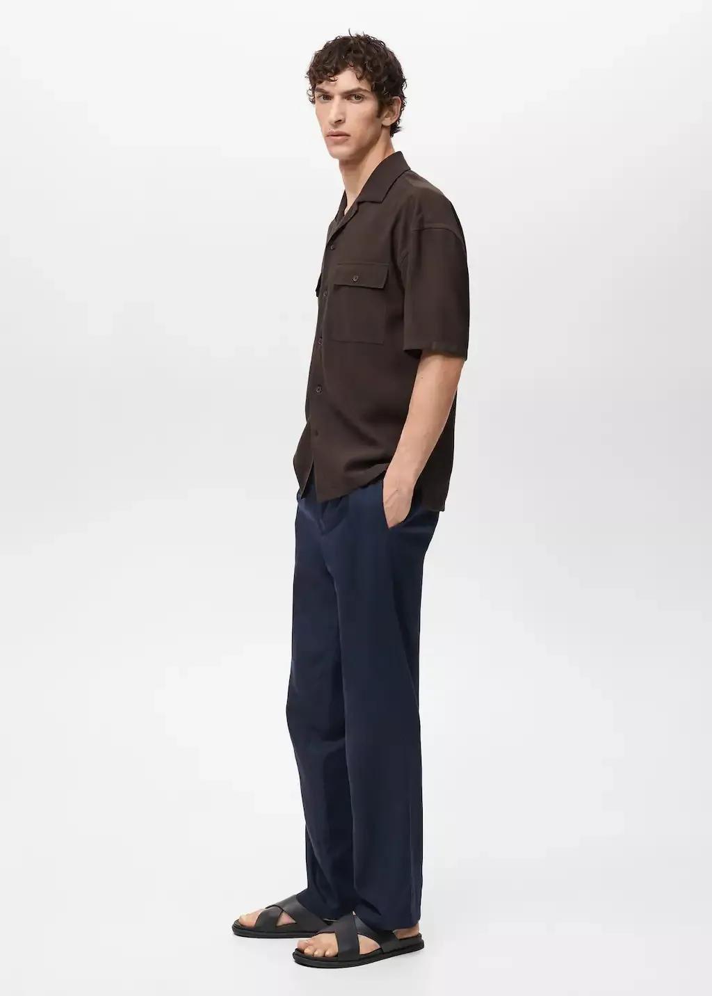 Brown Viscose Shirt With Pockets, , large image number 3
