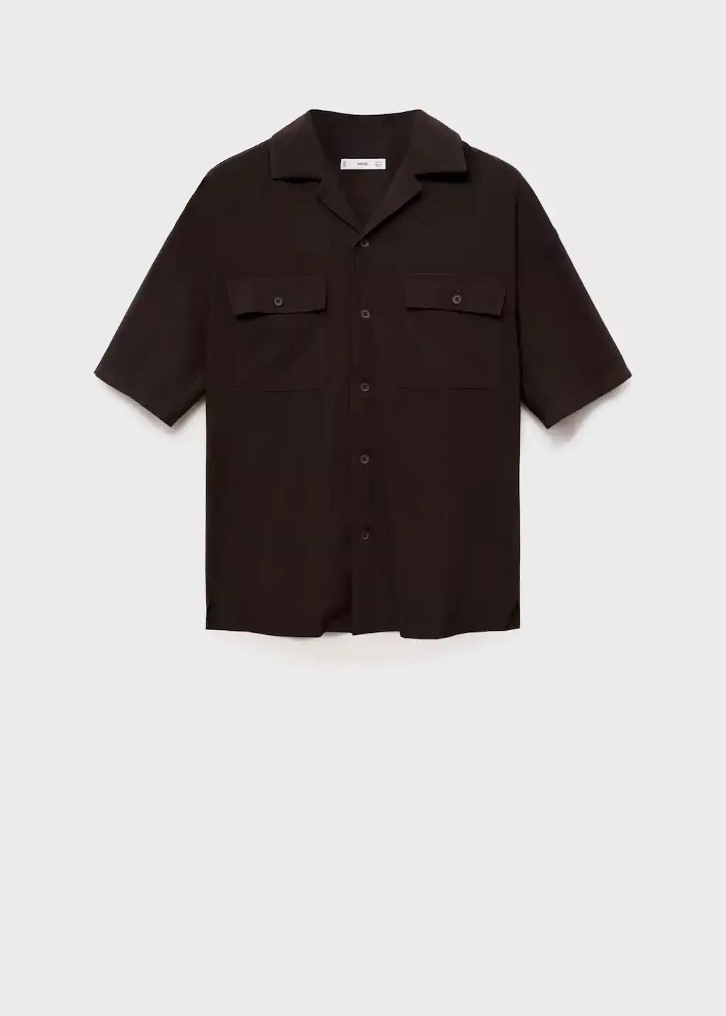 Brown Viscose Shirt With Pockets, , large image number 4