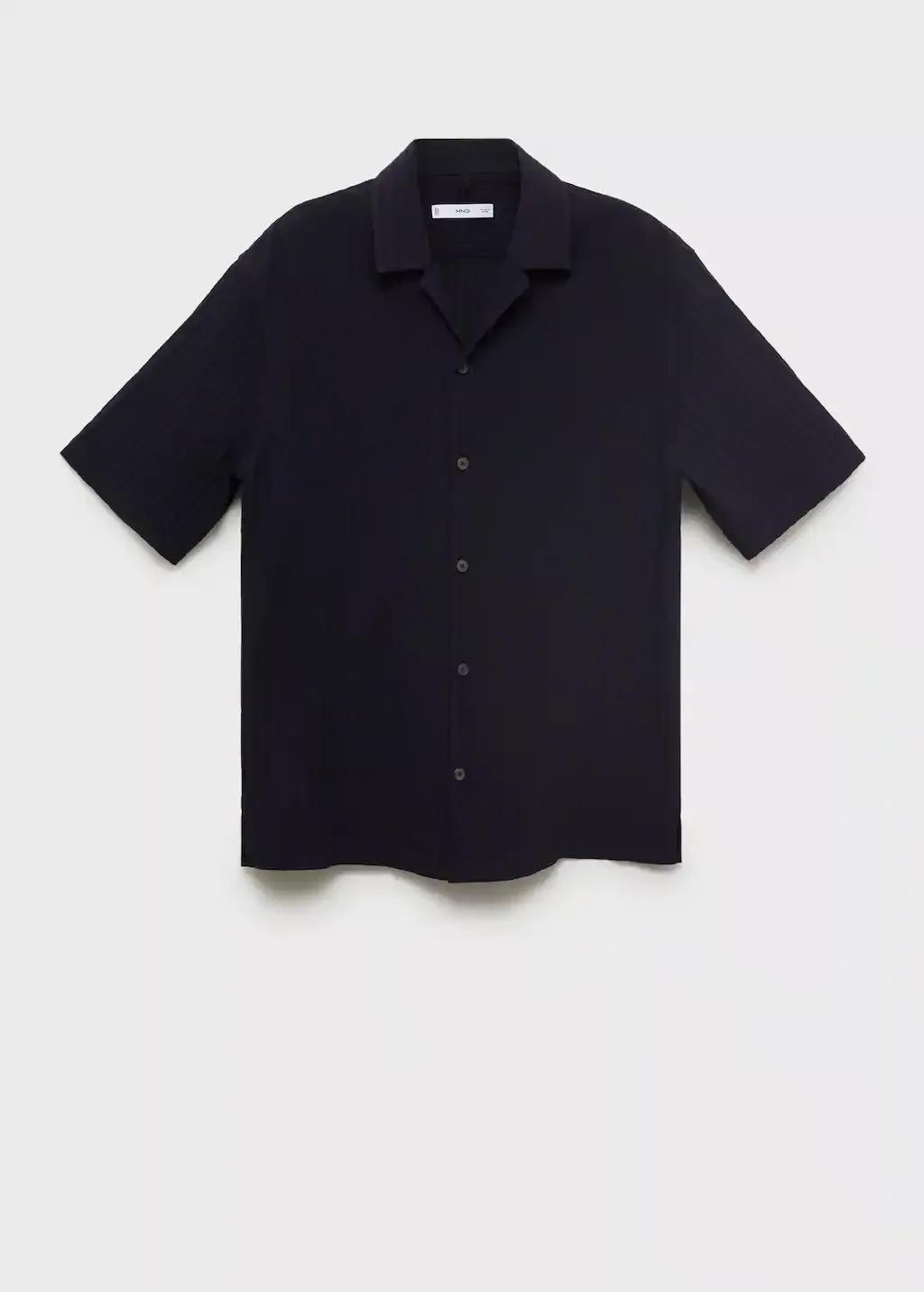 Navy Stripped Structure Shirt, , large image number 0