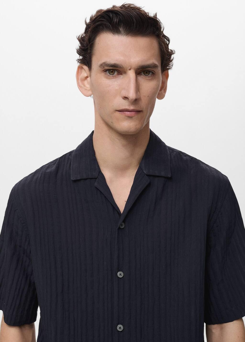 Navy Stripped Structure Shirt, , large image number 2