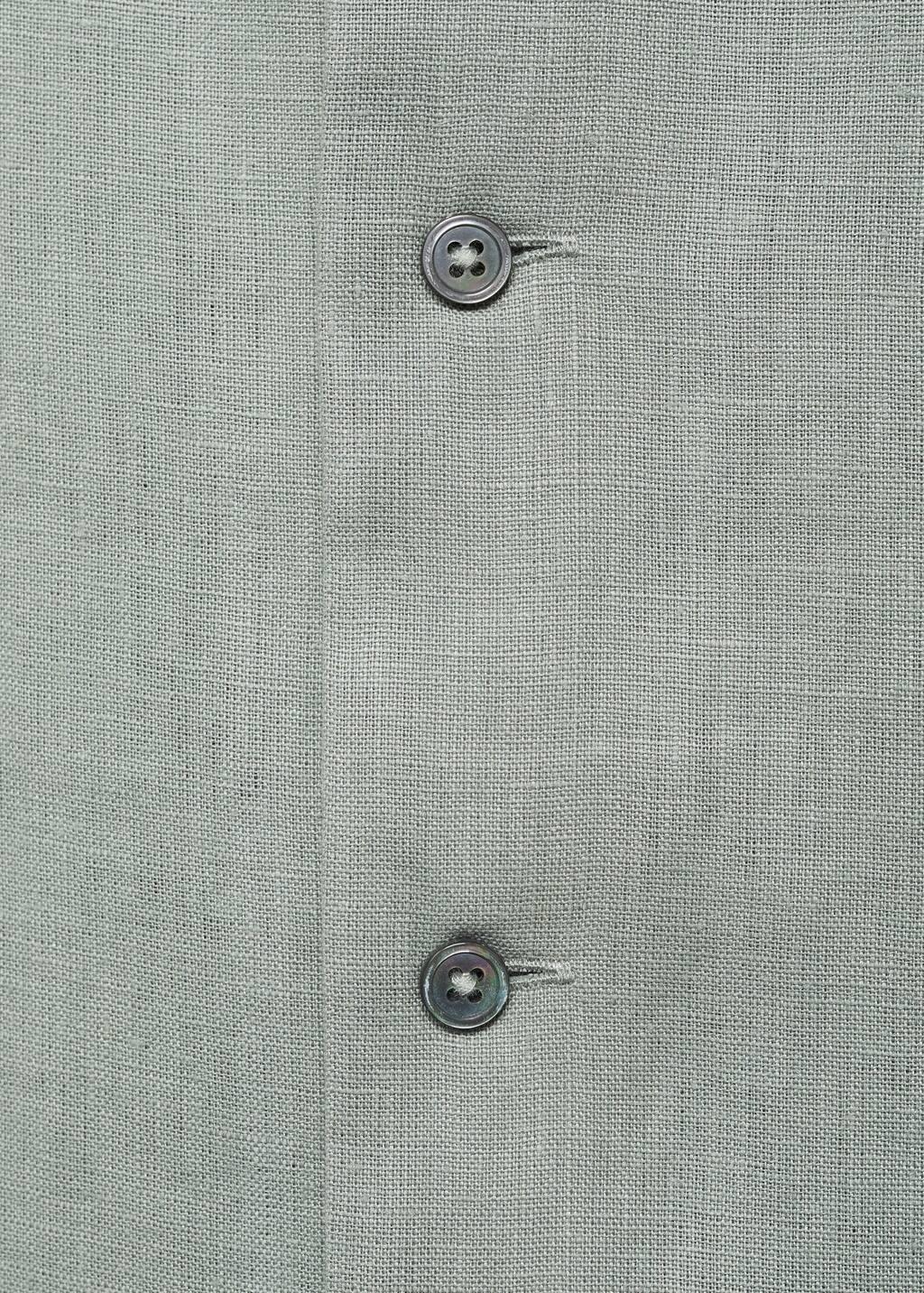 Turquoise 100% Linen Short Sleeve Shirt, , large image number 4