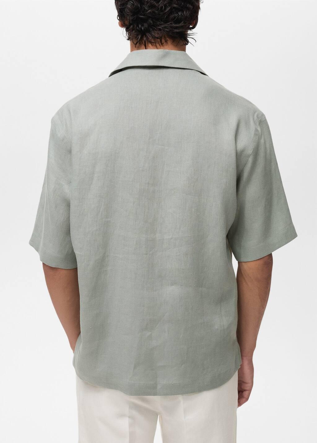 Turquoise 100% Linen Short Sleeve Shirt, , large image number 6