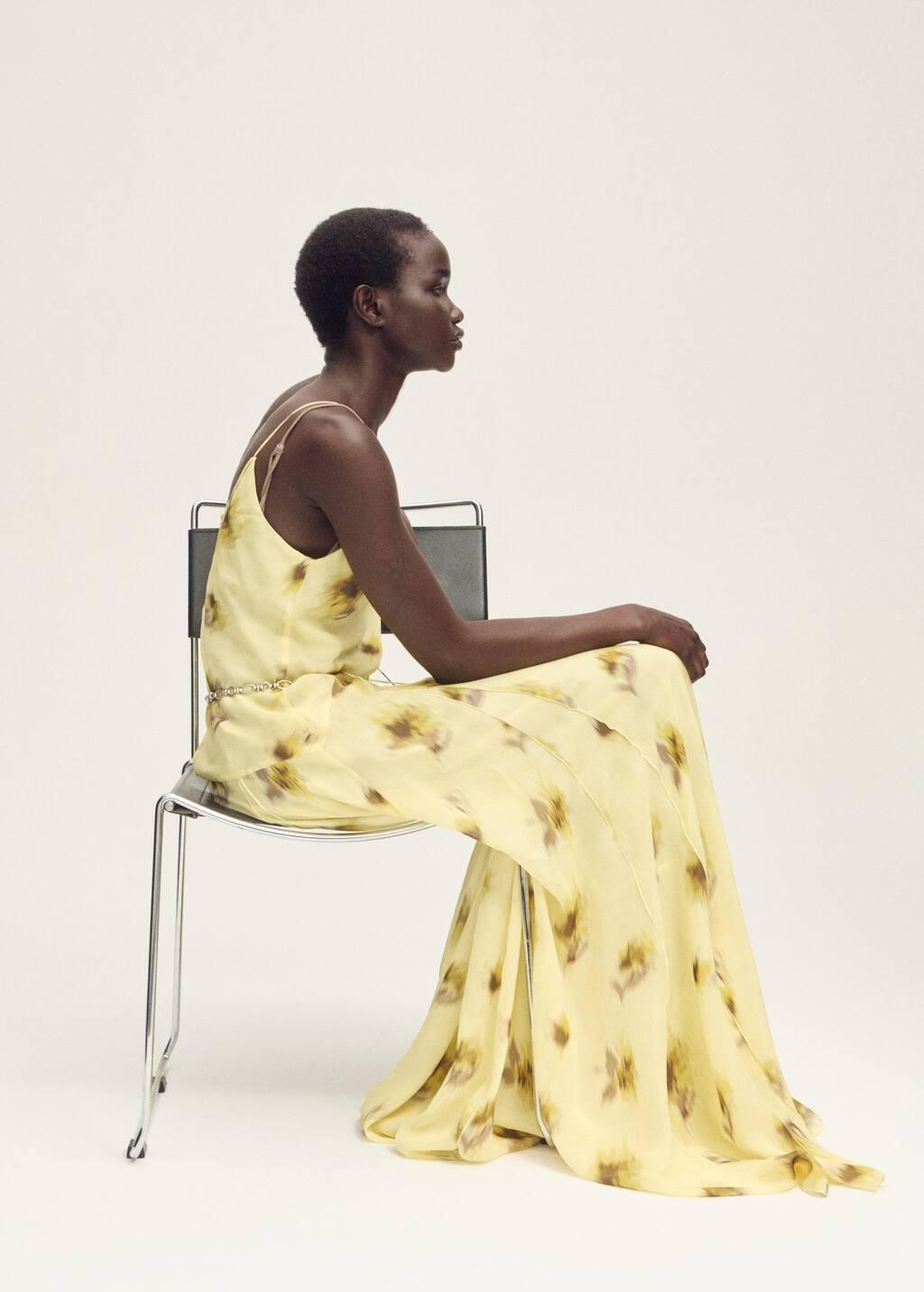 Yellow Long Floral-Print Dress, , large image number 2