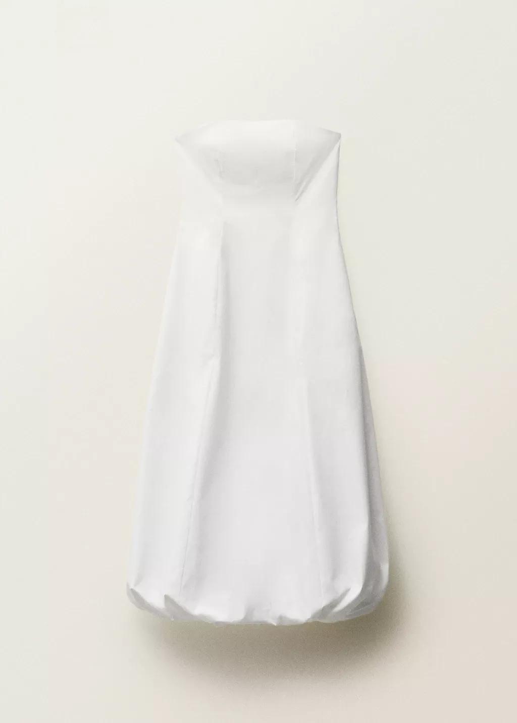 White Strapless Dress With Puffed Hem, , large image number 4
