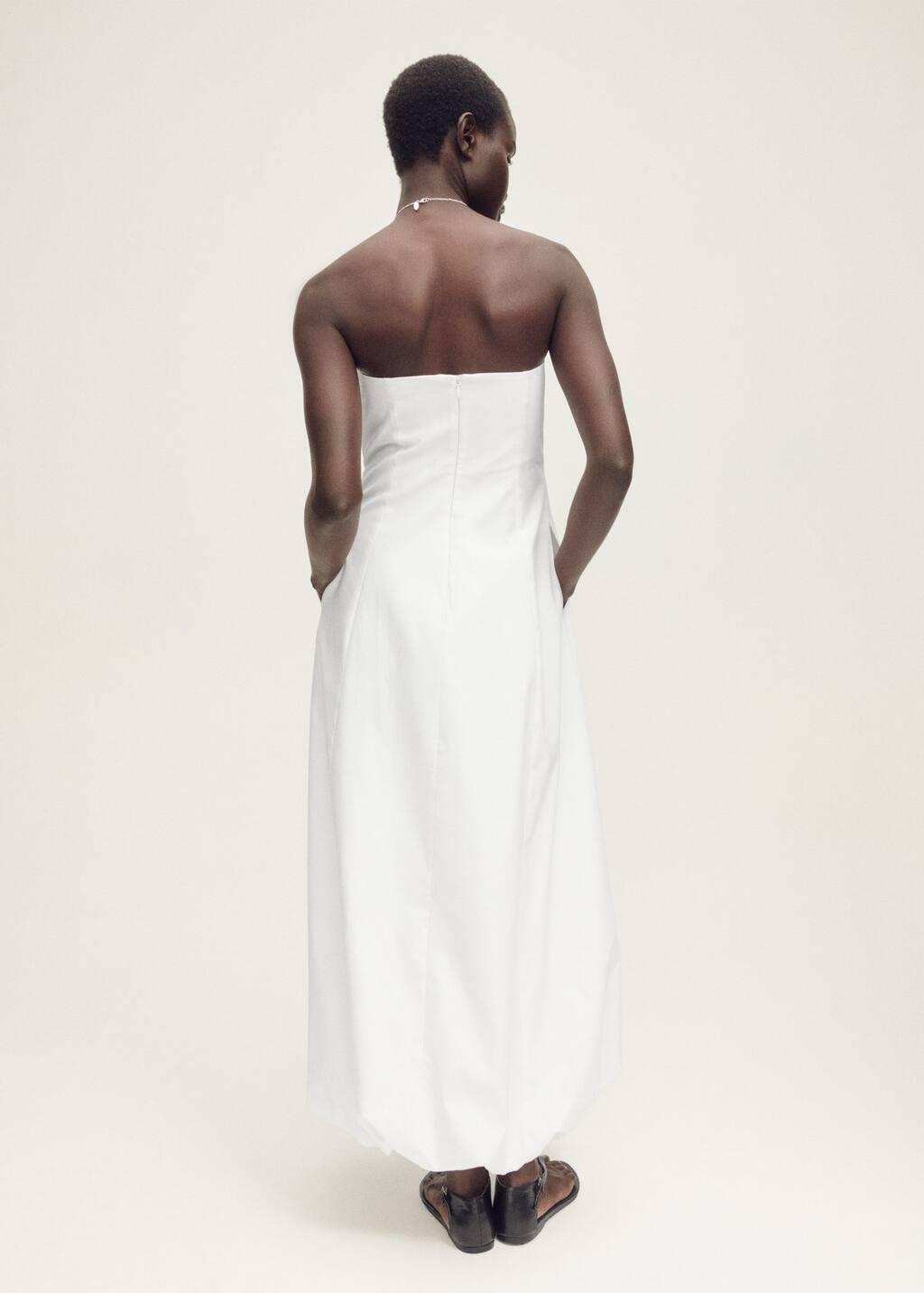 White Strapless Dress With Puffed Hem, , large image number 5