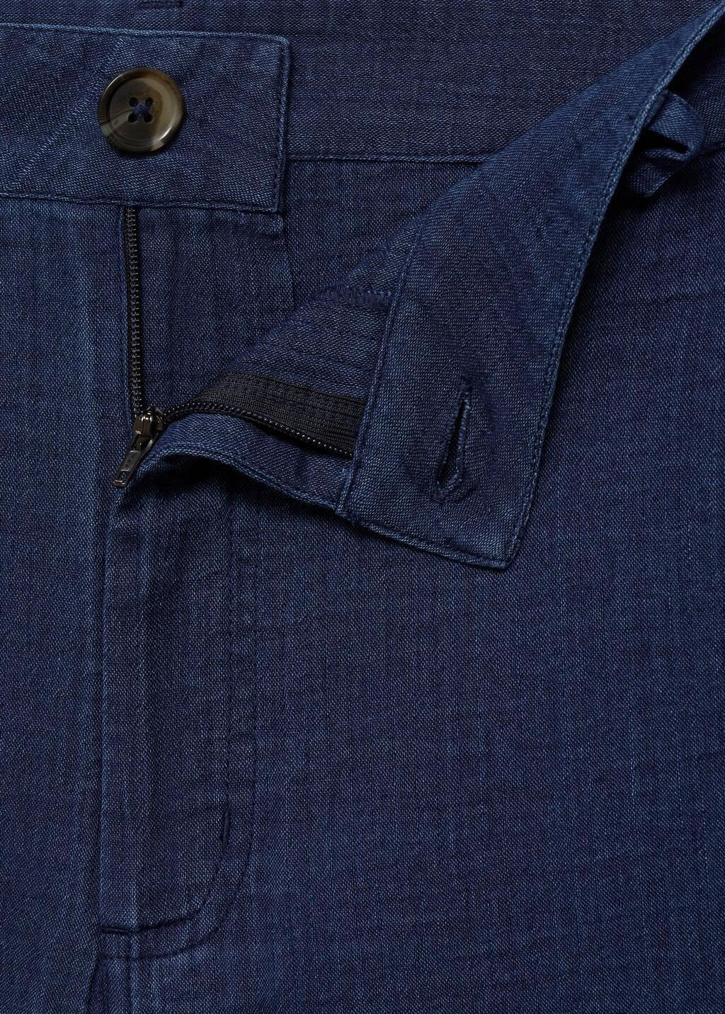Blue High-Waisted Denim Fluid Pants, , large image number 2