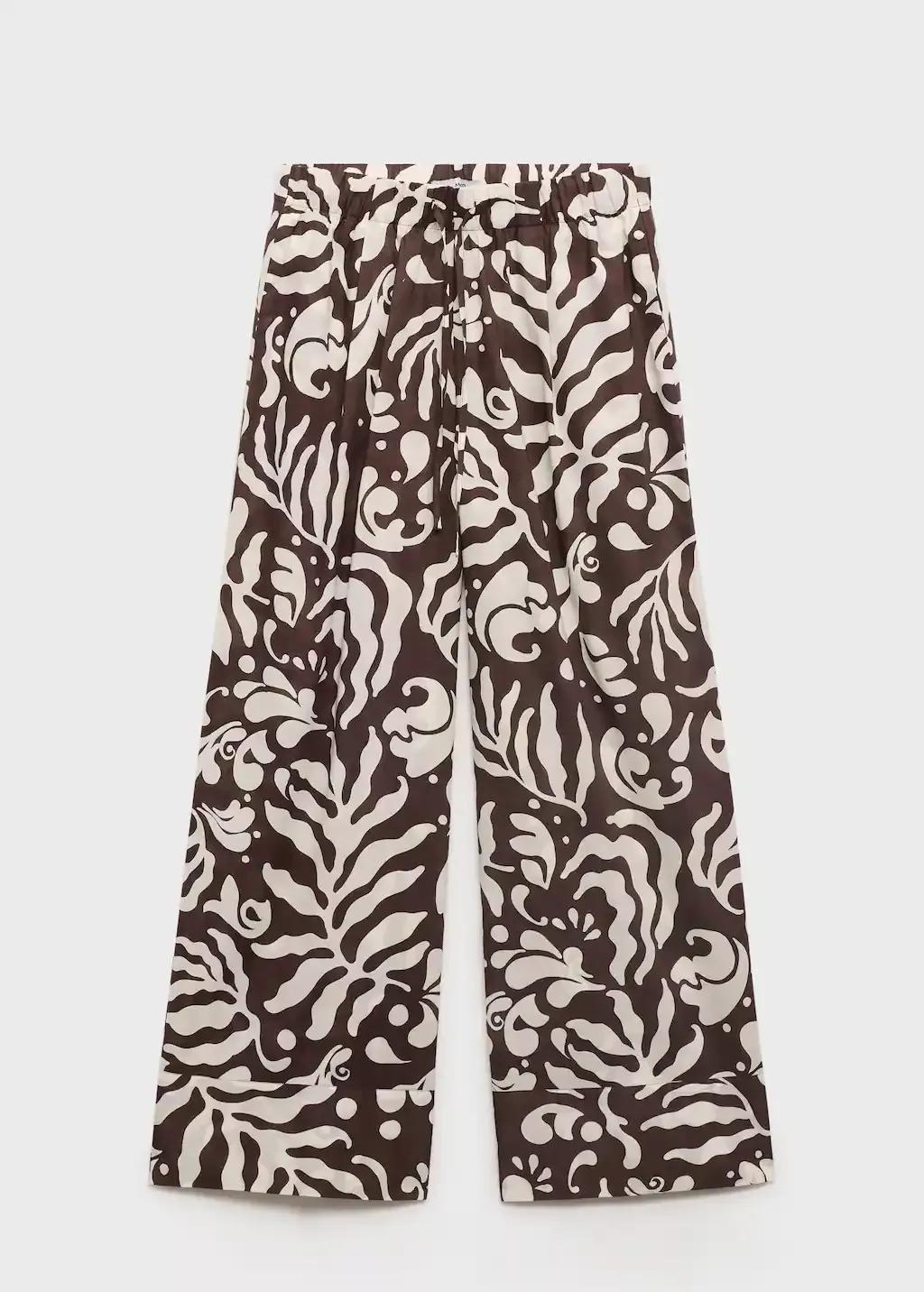 BROWN Printed cotton trousers, , large image number 3
