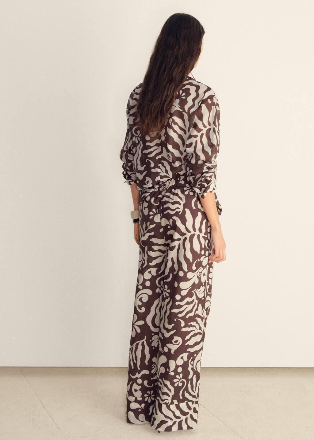 BROWN Printed cotton trousers, , large image number 4