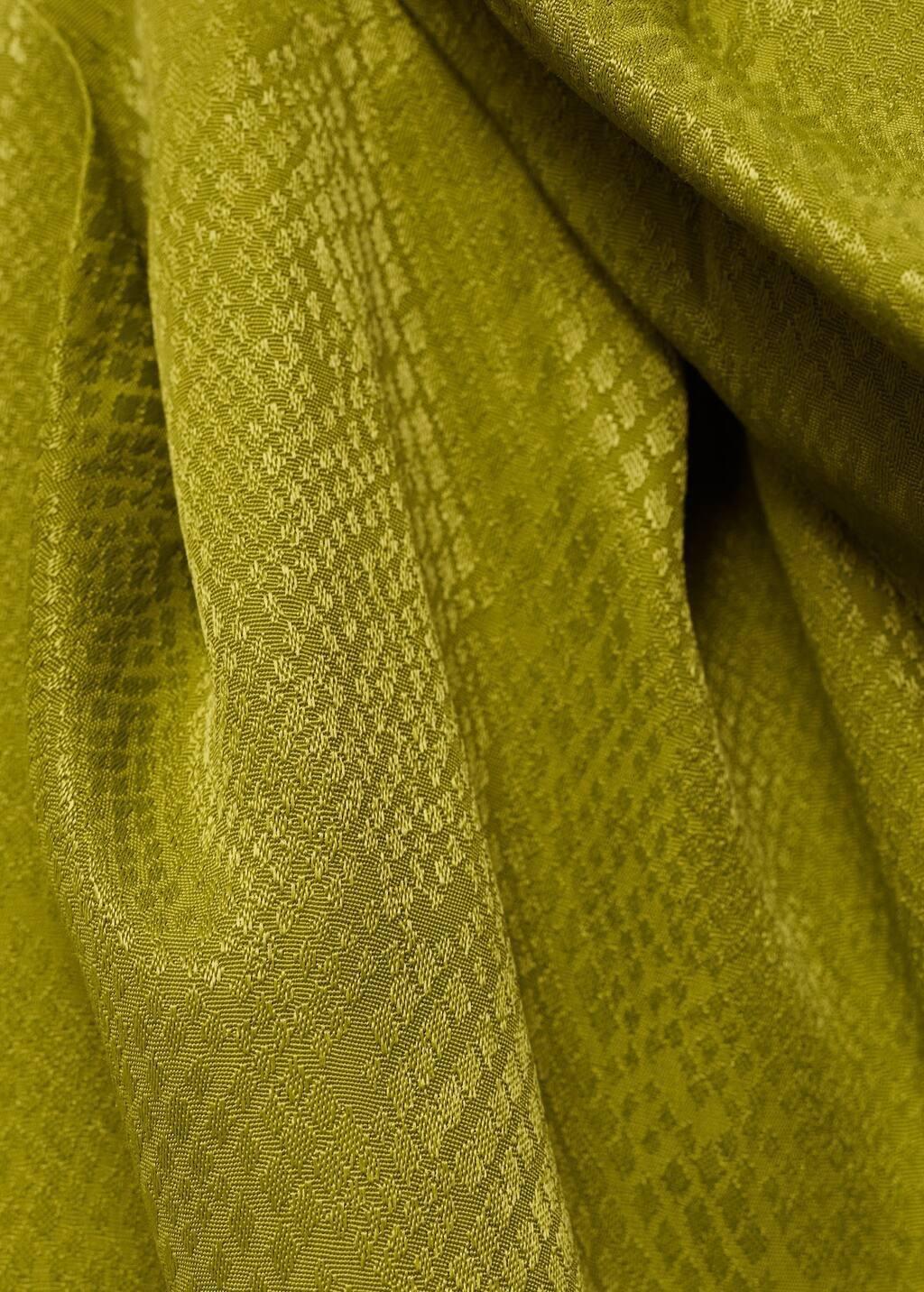 Green Satin Blouse With Asymmetrical Neck, , large image number 1
