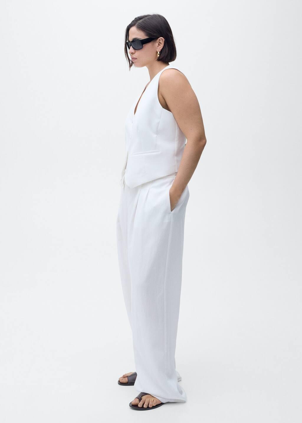 White Lyocell Suit Trousers With Bow Belt, , large image number 2