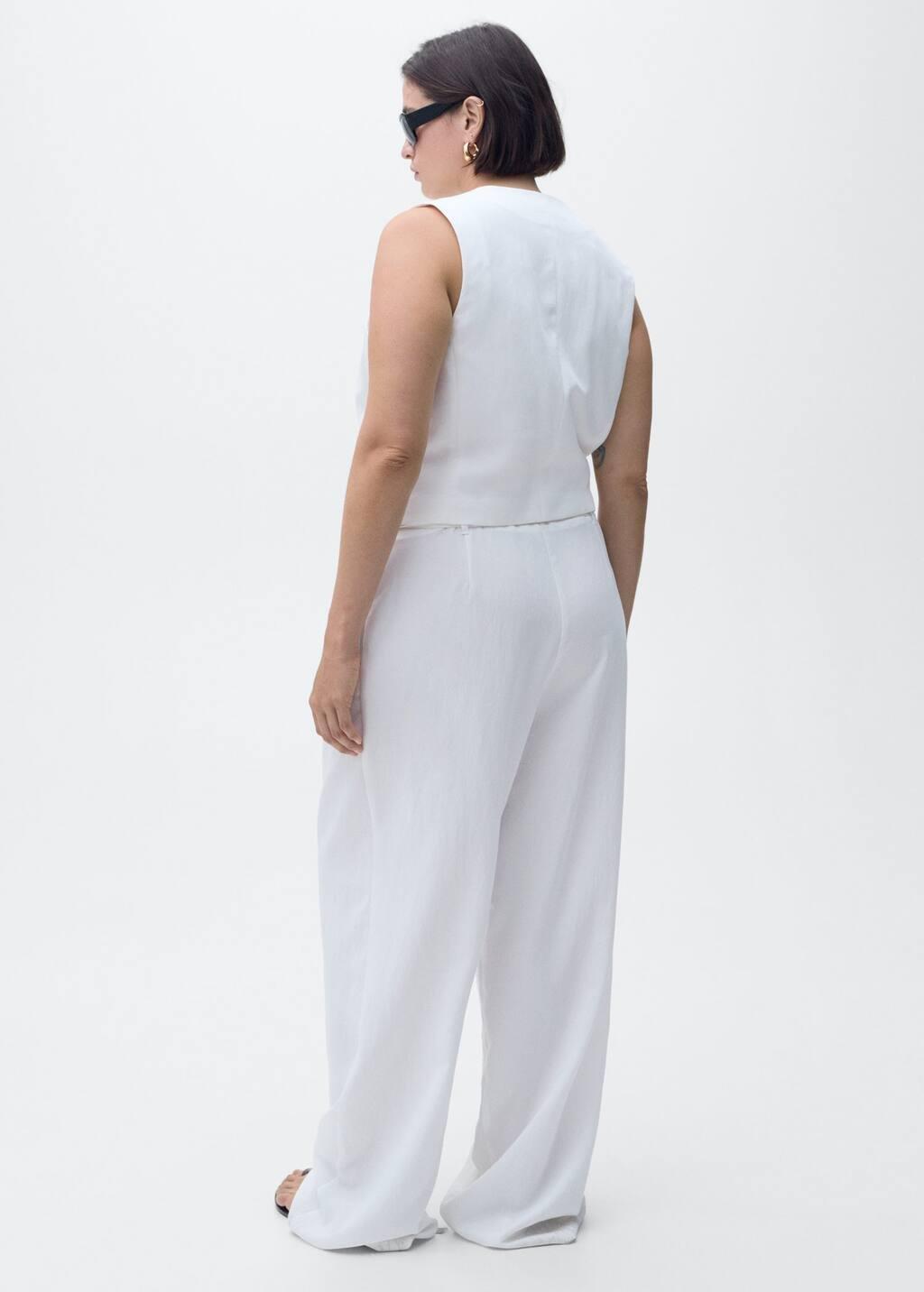 White Lyocell Suit Trousers With Bow Belt, , large image number 4