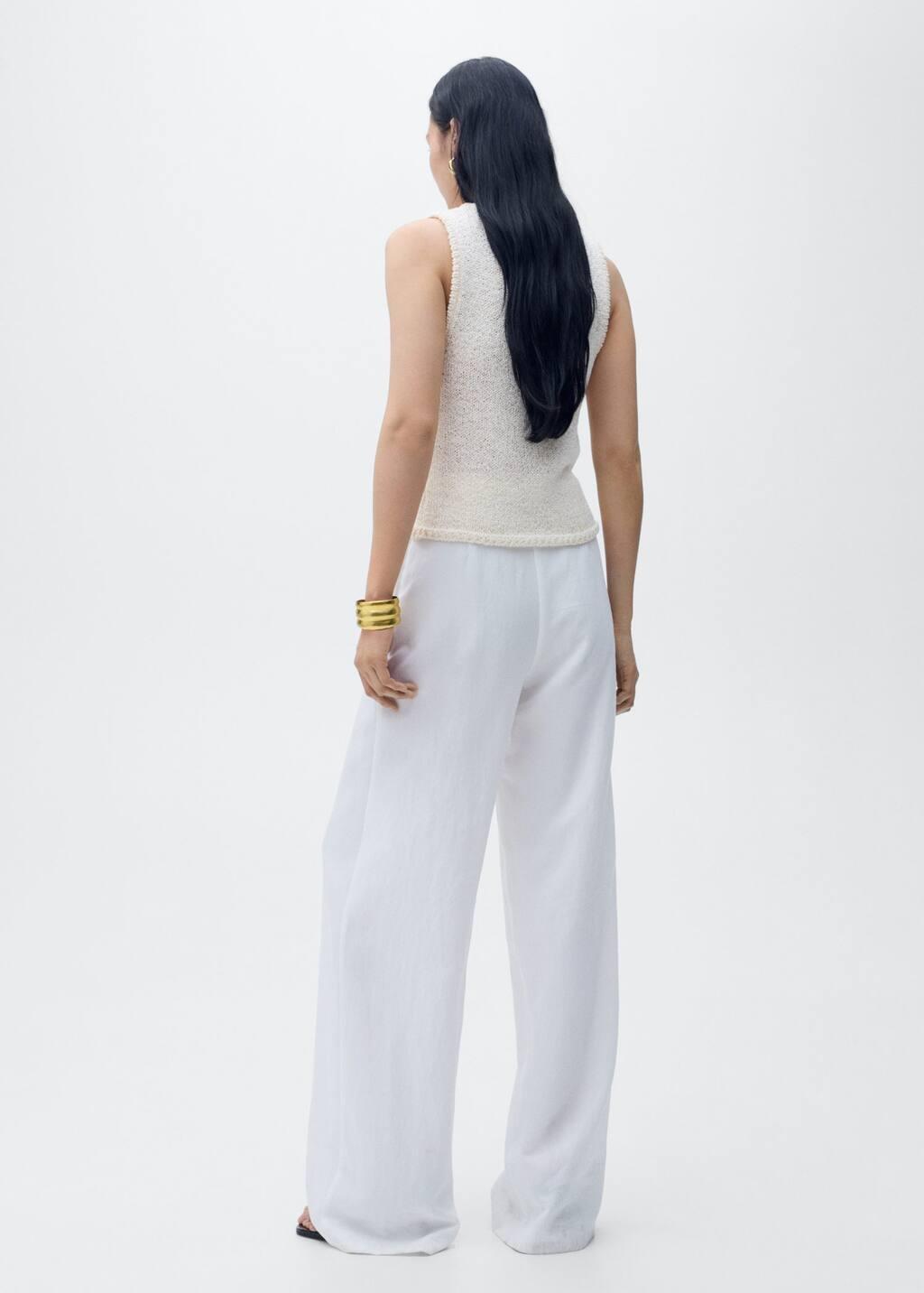 White Lyocell Suit Trousers With Bow Belt, , large image number 8