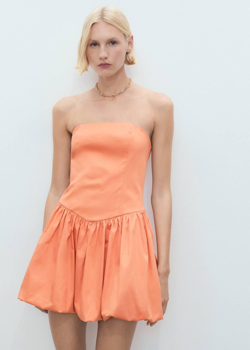 ORANGE Strapless balloon dress, , large image number 0