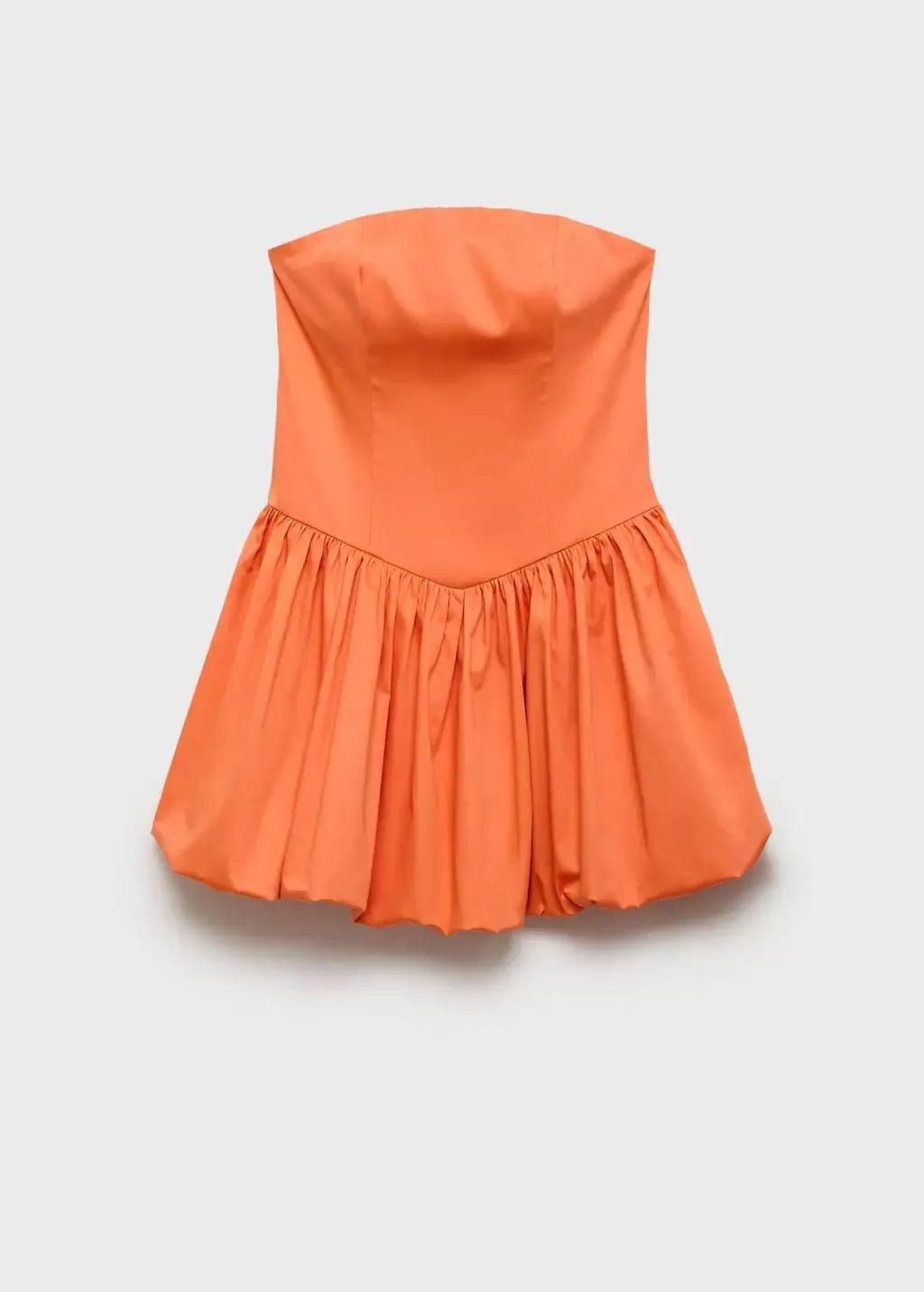 ORANGE Strapless balloon dress, , large image number 3