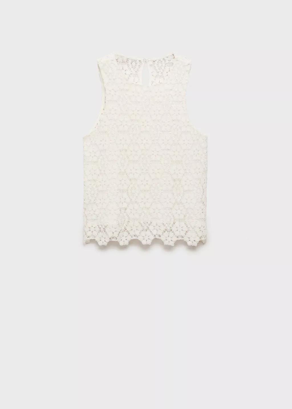 White Straight-Fit Crochet Top, , large image number 3