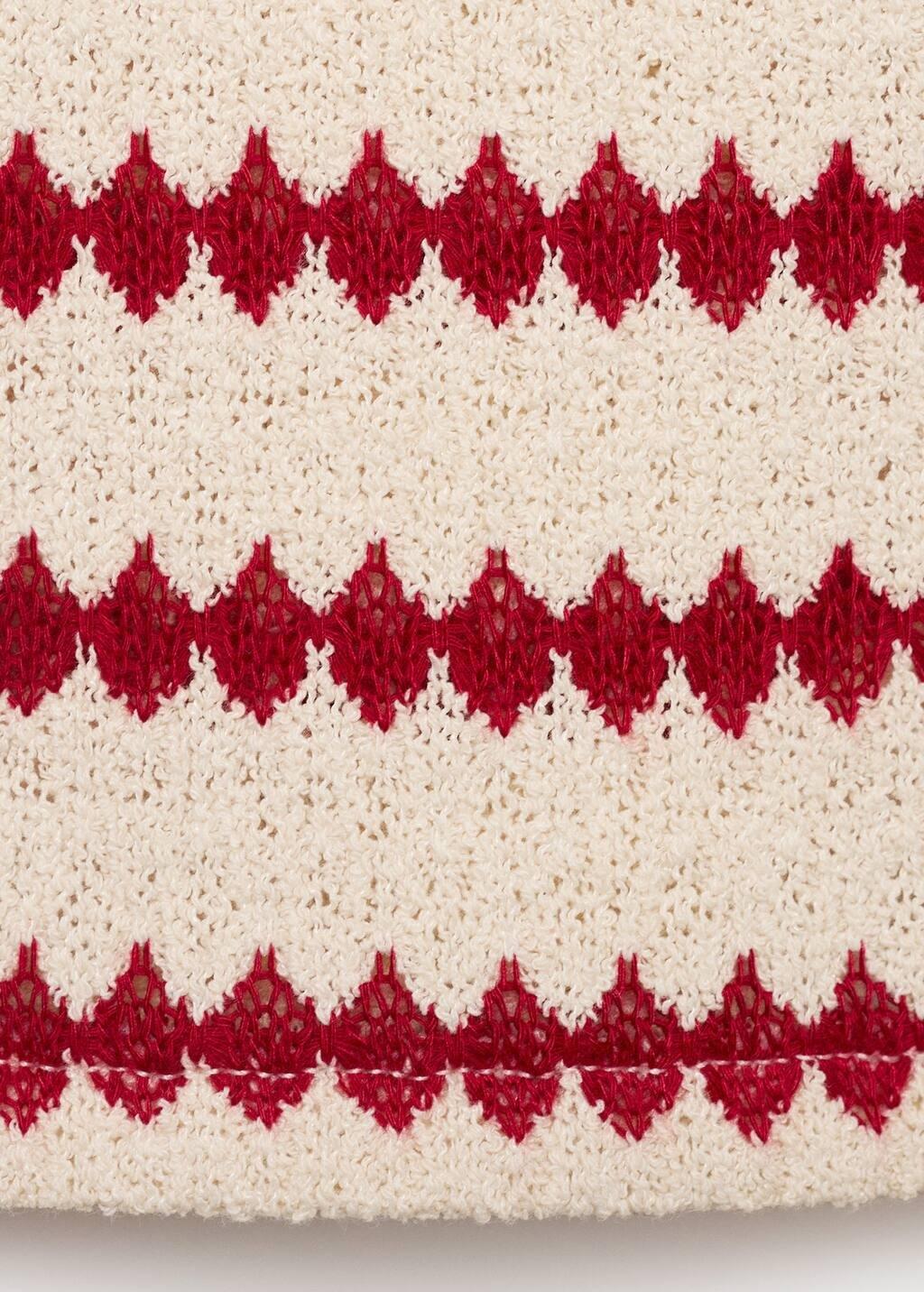 Red Knitted Top With Geometric Print, , large image number 4