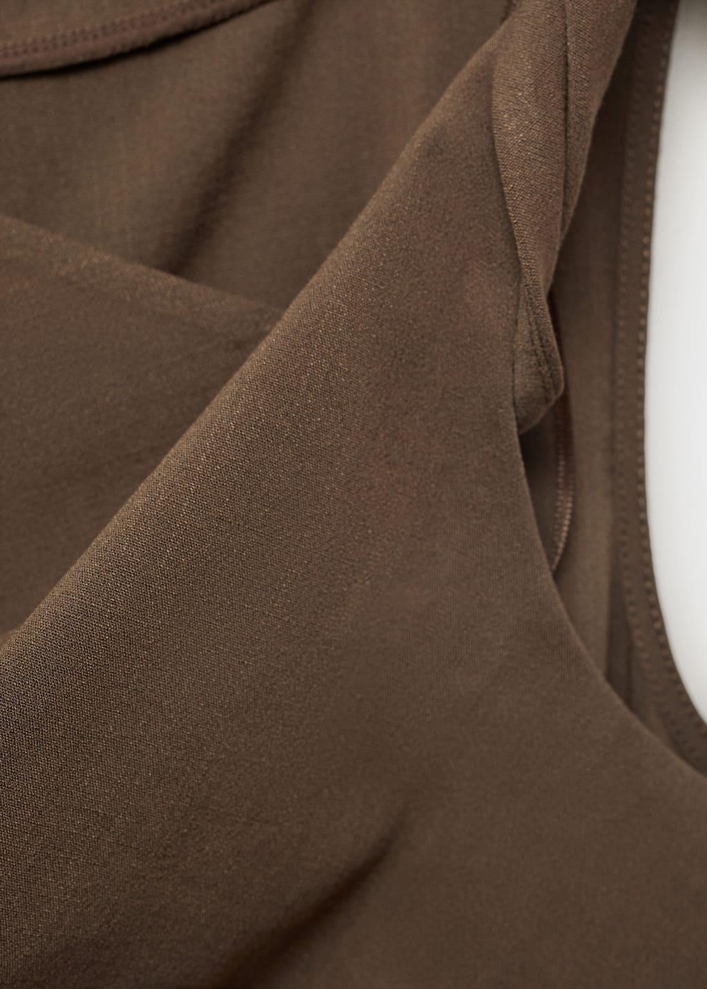 Brown Asymmetrical Draped Top With Straps, , large image number 4