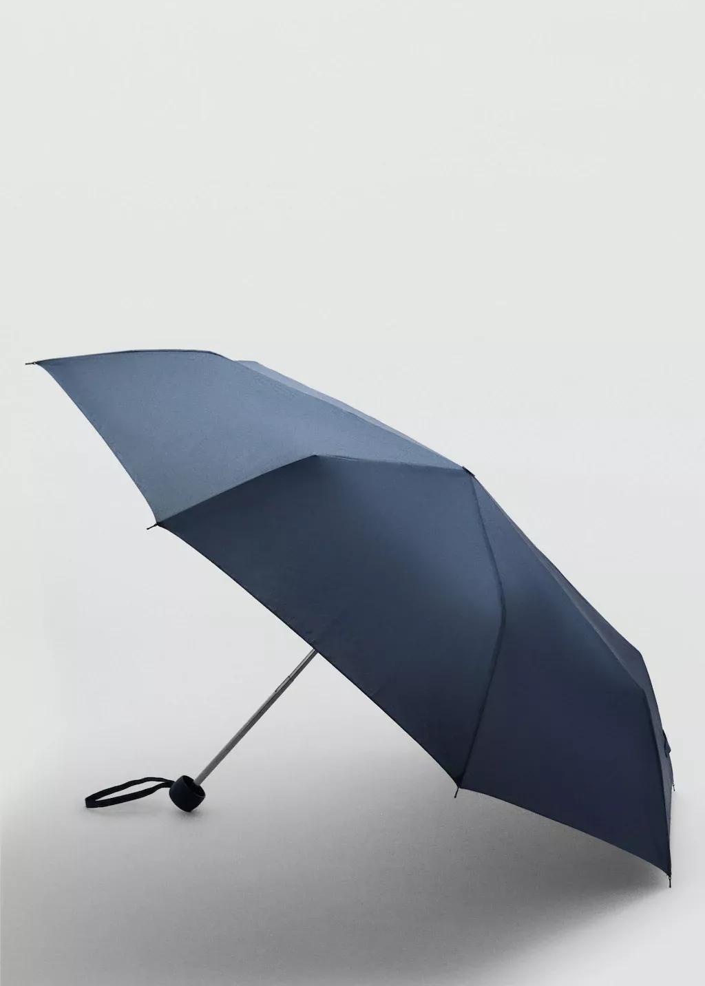 Navy Plain Folding Umbrella, Navy, large image number 0