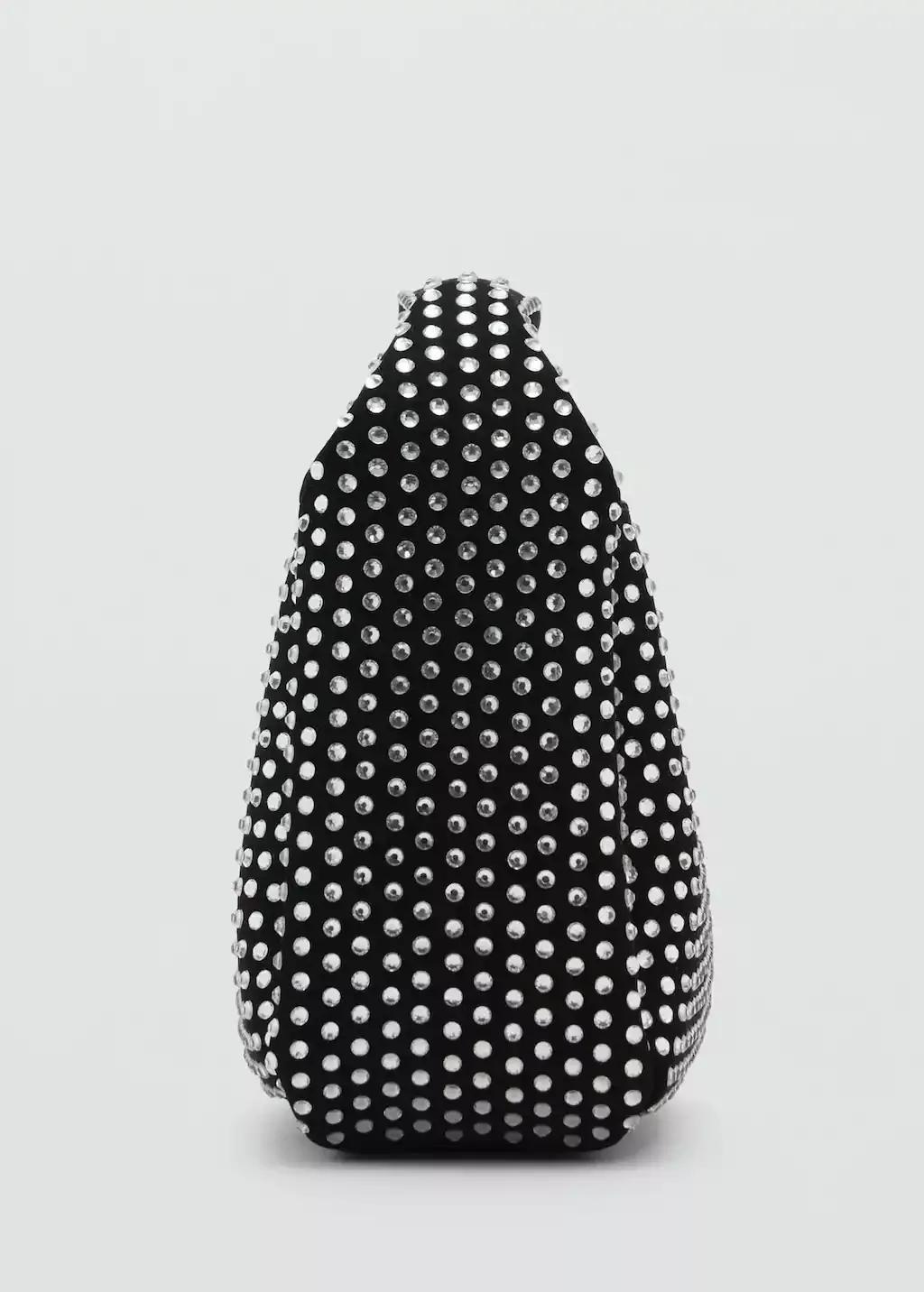 Black Mini Rhinestone Chain Bag, Black, large image number 1