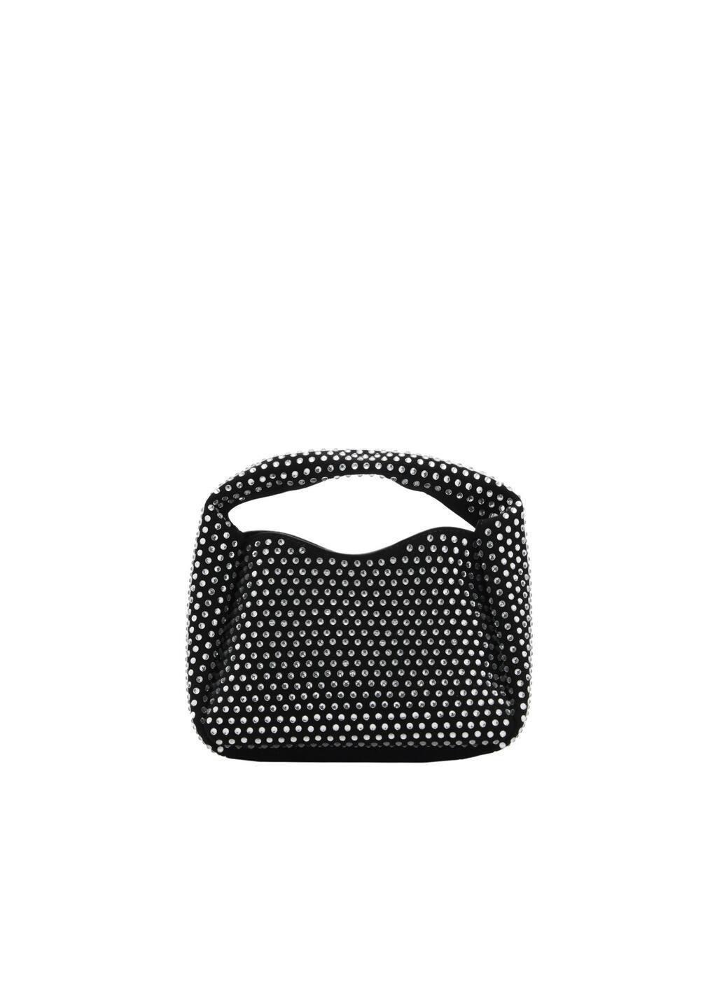 Black Mini Rhinestone Chain Bag, Black, large image number 2