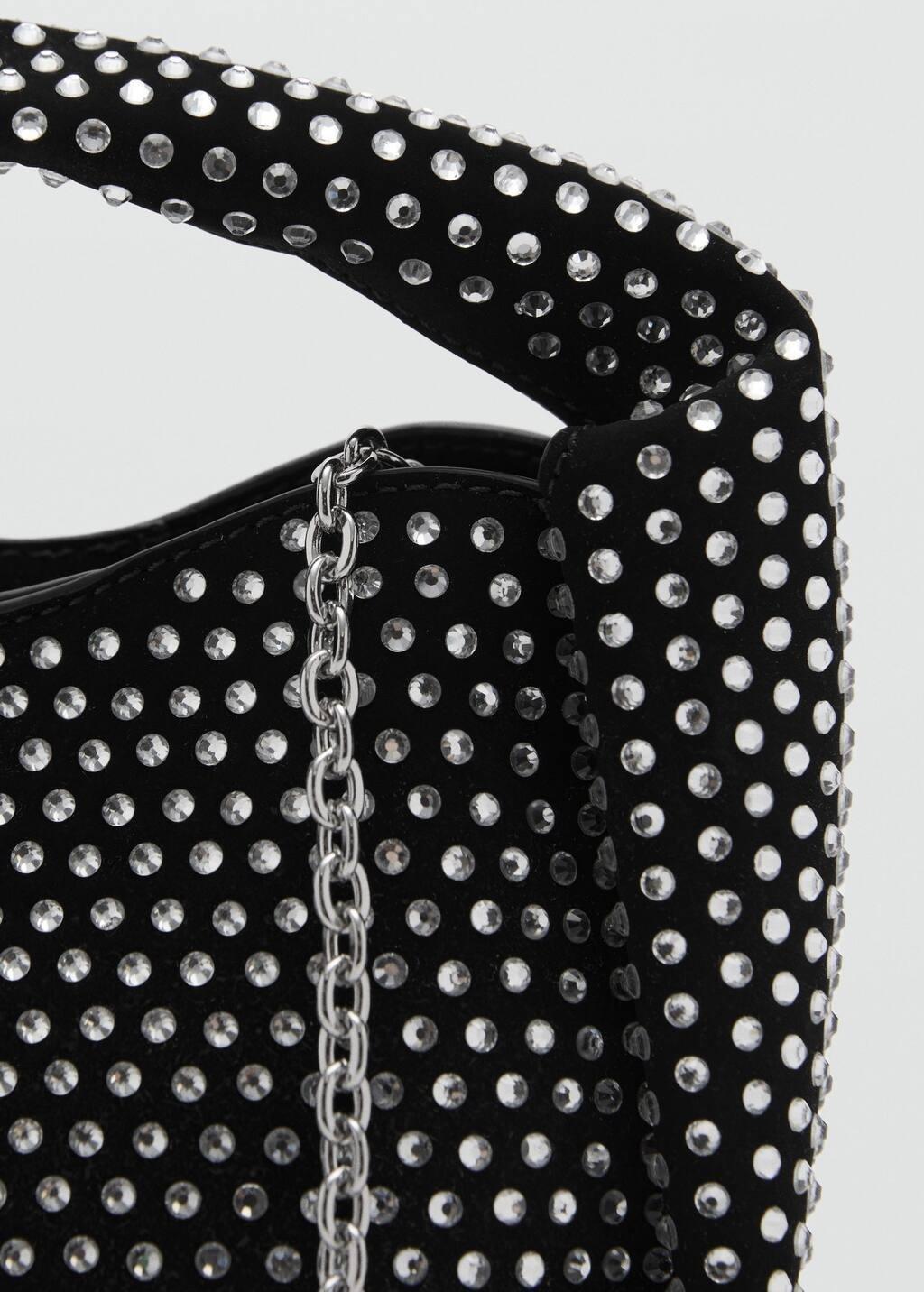 Black Mini Rhinestone Chain Bag, Black, large image number 3
