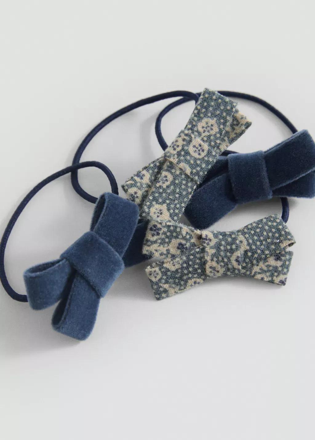 Blue Set Of 4 Scrunchies, Kids Girl, Medium Blue, large image number 0