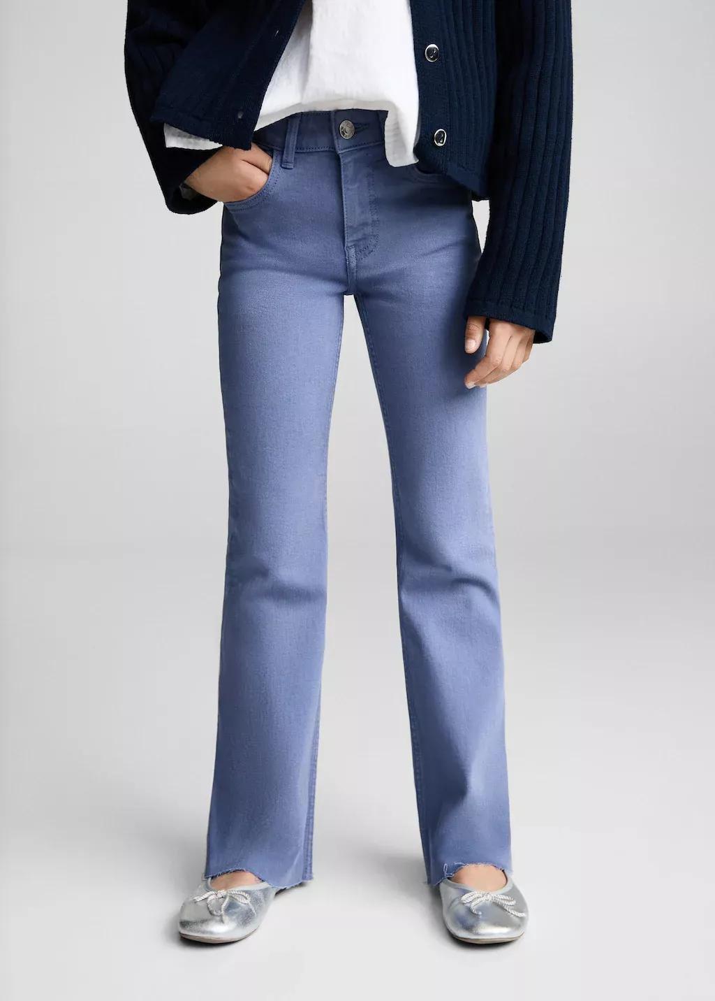 Blue Frayed Low-Rise Skinny Jeans, Kids Girl, , medium