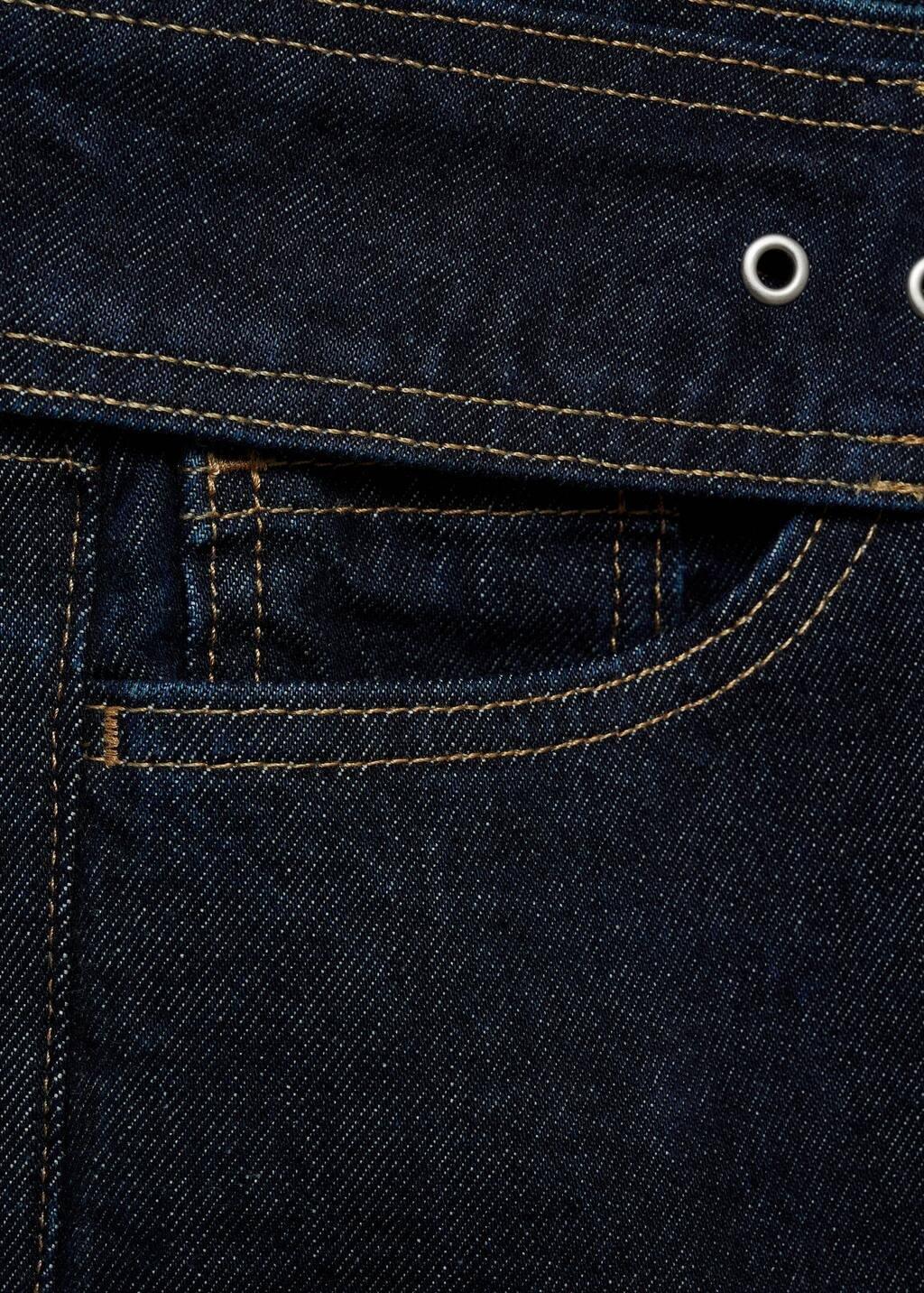 OPEN BLUE Low-rise straight jeans with belt, , large image number 3