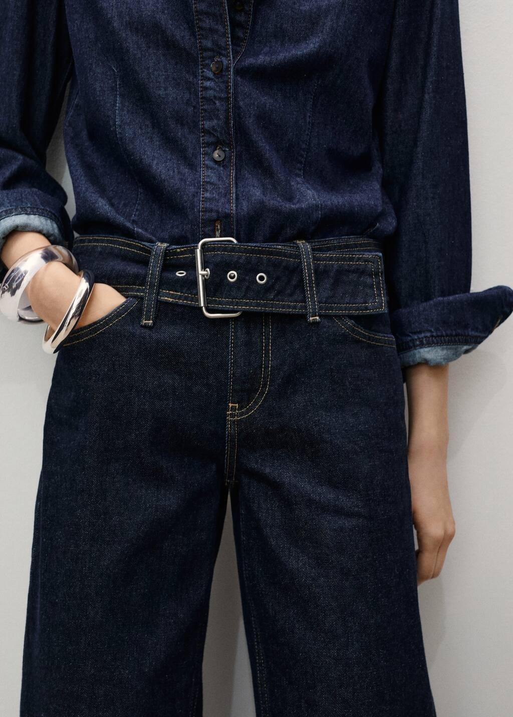 OPEN BLUE Low-rise straight jeans with belt, , large image number 6