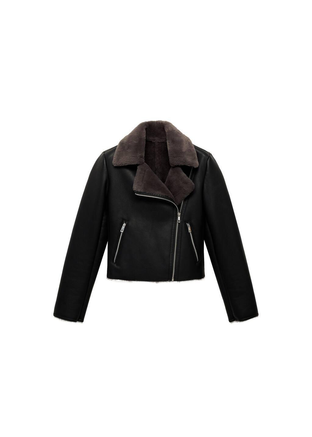 Black Jacket With Shearling-Effect Lining, , large image number 2