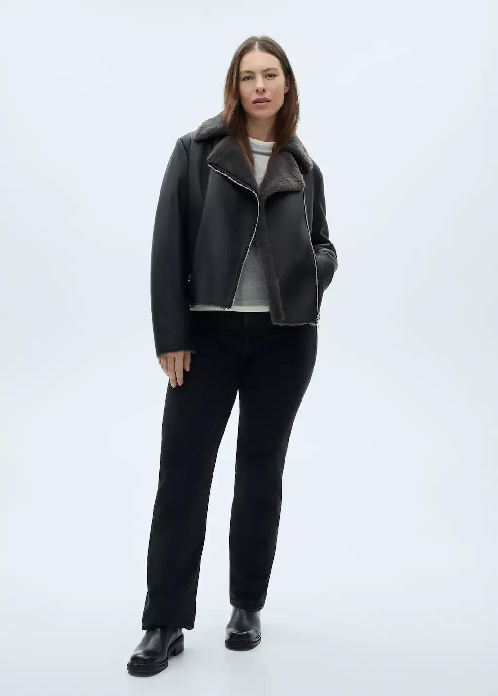 Black Jacket With Shearling-Effect Lining, , large image number 3