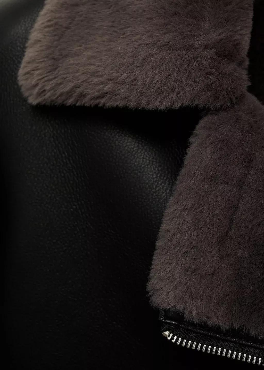 Black Jacket With Shearling-Effect Lining, , large image number 6