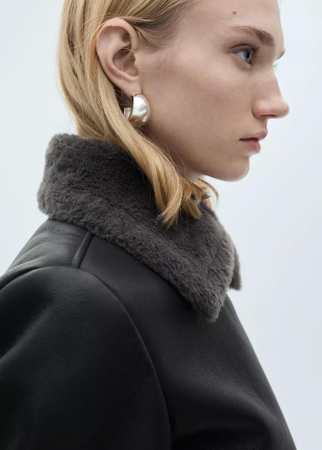 Black Jacket With Shearling-Effect Lining, , large image number 7