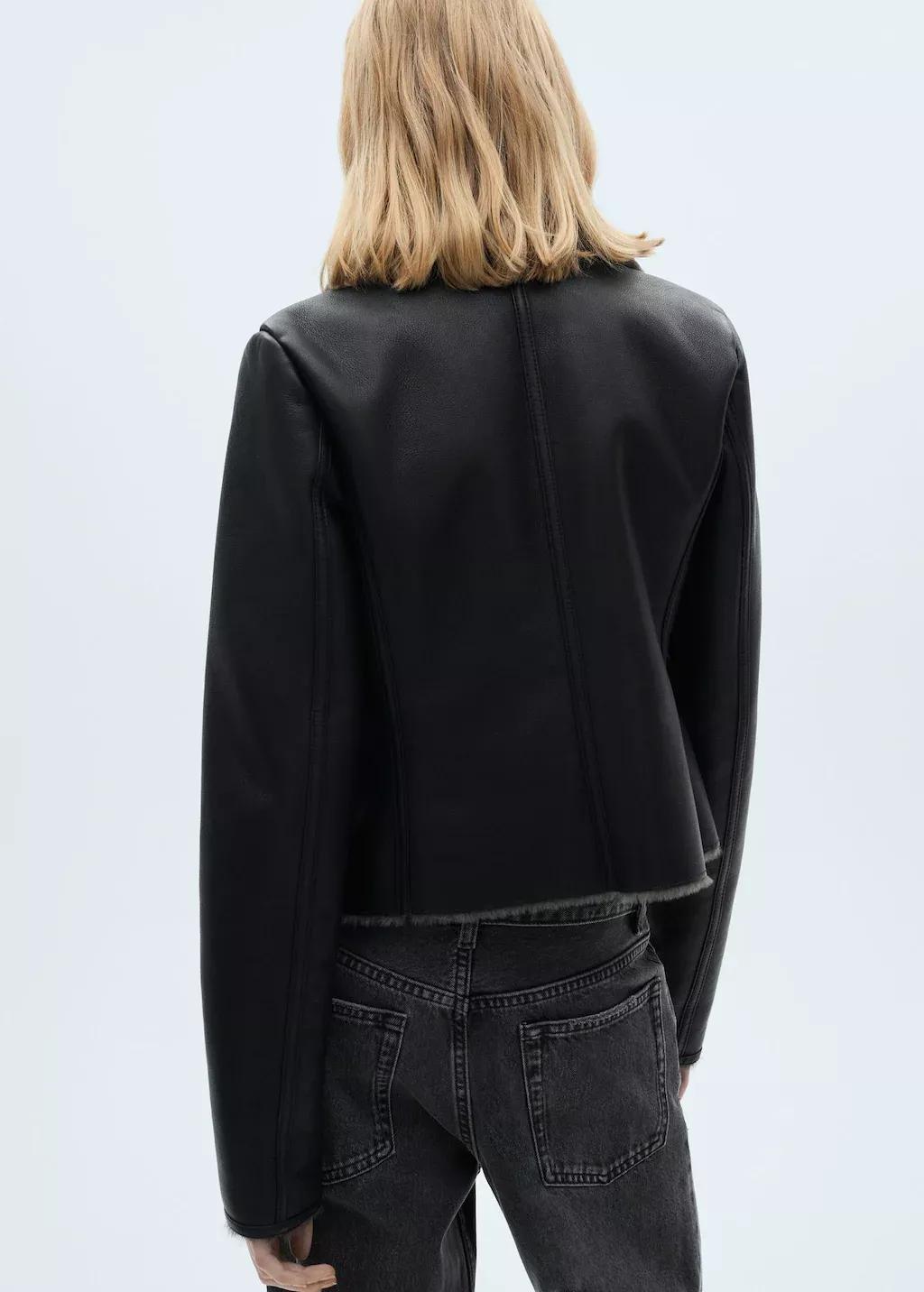 Black Jacket With Shearling-Effect Lining, , large image number 8