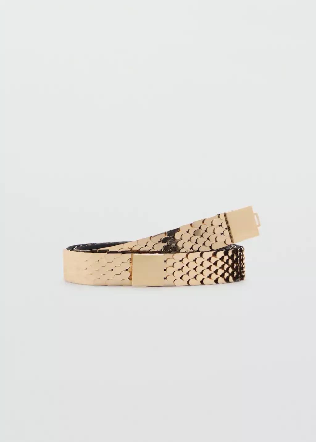 Gold Skinny Metal Belt, , large image number 4